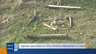 Vigevano, ossa umane tra i rifiuti cimiteriali abbandonati in un fosso