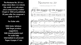 Nocturne 20 by Chopin for guitar solo sheet music download