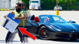 Going to the hood with a Ferrari and a PS5 prank!