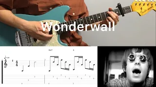 Oasis - Wonderwall (guitar cover with tabs & chords)