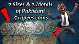 WOW 🥰🥰 2 different sizes and 2 metal of pakistani 5 rpees coins || Vintage postal stamps and coin