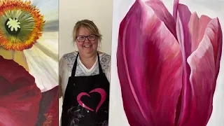 Newbie student masters big blooms paintings in 4 days with Jacqueline Coates Blooms tuition