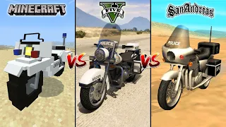 MINECRAFT POLICE BIKE VS GTA 5 POLICE BIKE VS GTA SAN ANDREAS POLICE BIKE - WHICH IS BEST?