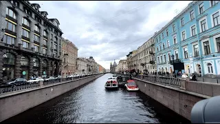 Walking in St Petersburg Russia with City Sounds / nevsky prospekt / summer 2021