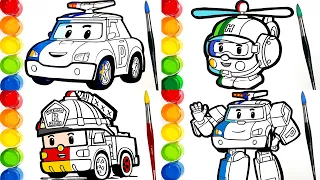 Draw ROBOCAR POLI ROY HELLY - Compilation Drawing and Coloring for Kids/ Toddlers. Learn Colors