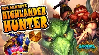 Highlander Hunter - 92% winrate legend gameplay | Saviors Of Uldum | hearthstone