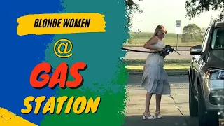 Blonde WOMEN tries to fill up gas in her her Car Funny Video🤣😂