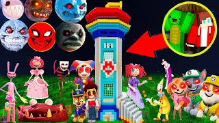 ALL SCARY MONSTERS vs Paw Patrol Security House minecraft JJ and Mikey - Maizen