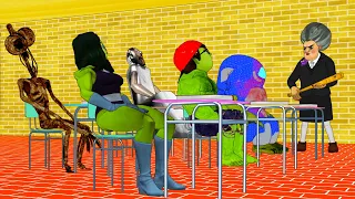 Scary Teacher 3D Nick Hulk and Among Us with Siren Head and Granny Prank Miss T in Classroom