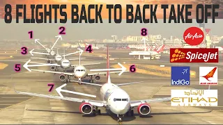 8 Flights Non-Stop Back to Back Take Off From Mumbai Airport | Flight Departures | Mumbai ATC