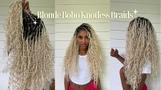 Blonde Boho Knotless Braids Tutorial🔥 (beginner friendly!)