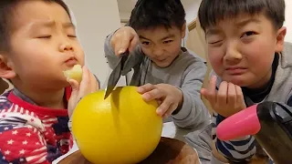 ばんぺいゆ早く食べたいどんちゃん 巨大な果物と戦うおいちゃん 酸っぱい物は苦手なひなごん　美味しいダンスバトル　＃1878