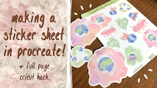 how to make sticker sheets ❀ procreate and cricut full page print and cut hack ❀ beginner friendly