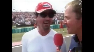 1999 F1 Hungarian GP - Martin Brundle grid walk interview with Sylvester Stallone