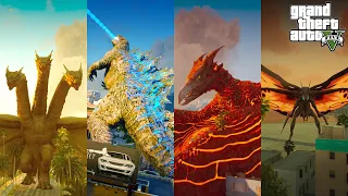 Godzilla, King Ghidorah, Queen Mothra and Rodan Mods Showcase - GTA V Mods