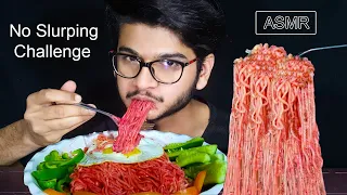 ASMR NO SLURPING CHALLENGE | ASMR SPICY NOODLES + VEGGIES | MUKBANG*REAL EATING SOUNDS*