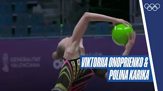 Ukraine's Viktoriia Onoprienko & Polina Karika at the World Championships 2023