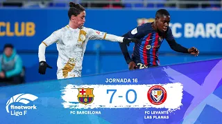 RESUMEN Y GOLES FC BARCELONA FEMENINO vs FC LEVANTE LAS PLANAS | JORNADA 16 | FINETWORK LIGA F