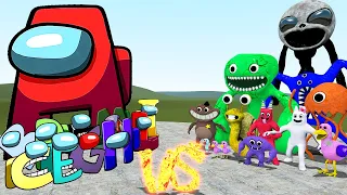 AMONG US ALPHABET LORE FAMILY (A-N) VS ALL GARTEN OF BANBAN 2 BATTLE in Garry's Mod !