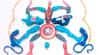 AVENGERS SUPERHERO TOYS.. MERAKIT SPIDERMAN VS VENOM 2 VS CAPTAIN AMERICA --