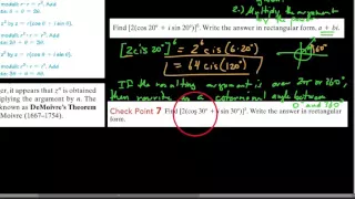 Alg3 , 7.5.9 , DeMoivre's Theorem for raising complex numbers to powers