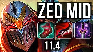 ZED vs SYNDRA (MID) | 11 solo kills, 21/2/4, 1.4M mastery, Legendary | KR Diamond | v11.4