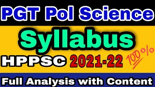 HPPSC PGT Political Science Syllabus 2021-22 full analysis with content