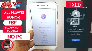 Any Huawei HONOR Frp Bypass 2022 / HUAWEI Google Account Remove || FIX YOUTUBE UPDATE Without Pc