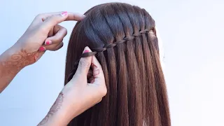 very easy & quick waterfall hairstyle for open hair