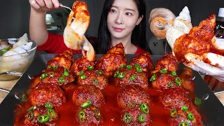 ASMR MUKBANG | Spicy Christmas Food ❤️ Spicy Braised Sea Snails (Whelks)💚 Golbaengi Jjim & Chilies 🌶