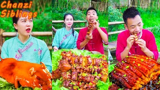 Natural Food Outdoor Cooking | Chinese Mukbang Eating Delicious Show | Crispy Pork Belly Pig Recipe