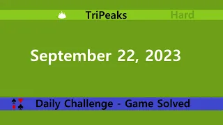 Microsoft Solitaire Collection | TriPeaks Hard | September 22, 2023 | Daily Challenges