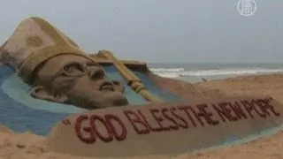 Папа Римский из песка появился на пляже в Индии