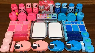 PINK vs BLUE SHEEP ! Mixing random into GLOSSY SLIME ! 💋💋💋 Satisfying Slime Mixing #502