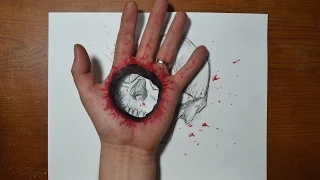 Cool 3D Trick Art - Bullet Hole in Hand