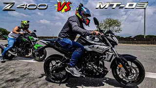 Kawasaki Z400 VS Yamaha MT03 Drag Race |Top End 🏁🏍🏍🔥