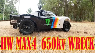 12s Losi 5T Takes a BAD TUMBLE TEARING out the Hobbywing #Max4