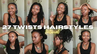 27 Easy Ways To Style Your Twists, Locs, OR Box Braids | Protective Twists Style -Quick & Cute!