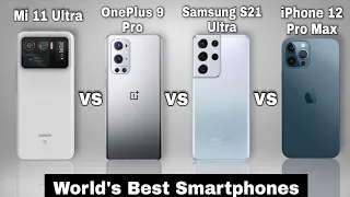 xioami mi 11 ultra vs  oneplus 9 pro vs samsung s21 ultra vs iphone 12 pro max specification