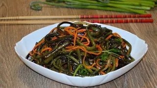 Салат из папоротника по-китайски (厥菜沙拉, Jué cài shālā). Китайская кухня. Fern salad.