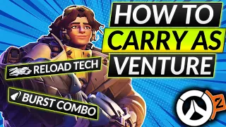 NEW DPS HERO VENTURE - How to Carry & Secret Tech (400+ BURST DMG) - Overwatch 2 Guide