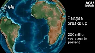 Animation: Continents collide and break apart over time