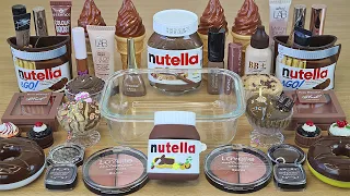 NUTELLA SLIME | Mixing makeup and glitter into Clear Slime | Satisfying Slime Videos