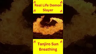 Real Life Demon Slayer Sun Breathing !!!!!!!!!!#shorts #demonslayer #flame #fire #sword