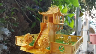 Miniature One Pillar Pagoda, Made from Bamboo Sticks|Craft ideas #shorts