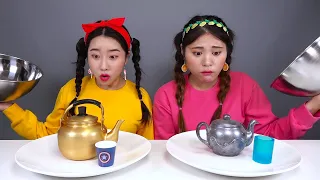 REAL FOOD VS CHOCOLATE FOOD CHALLENGE 초콜릿 챌린지 DONA 도나