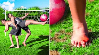 Playing Soccer But With A Bowling Ball!