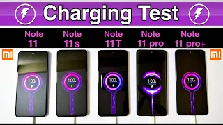 Redmi Note 11 vs Note 11s vs Note 11T 5g vs Note 11 pro vs Note 11 pro+ 5g Charging Test 0 to 100