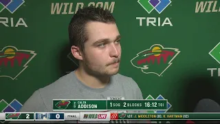 Wild defenseman Calen Addison after win over Columbus