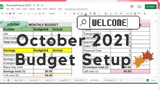 October 2021 Budget Setup |Google Spreadsheet |ZERO-BASED Budget| Cash Envelope System| Real numbers
